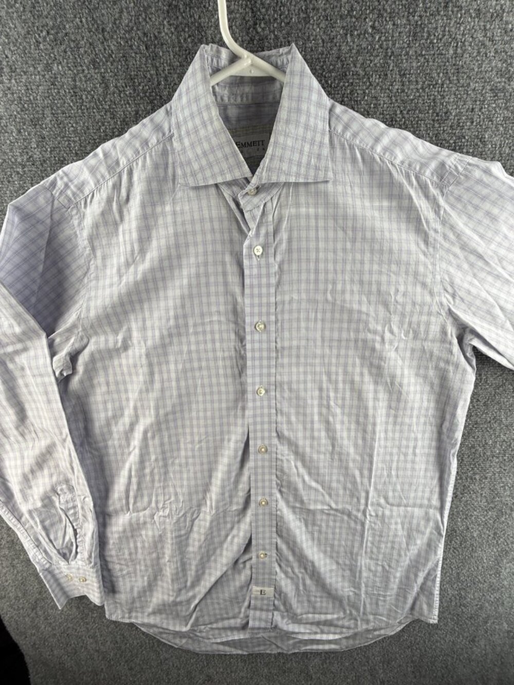 EMMETT London Medium Cotton Lightweight Purple Plaid Button Up Shirt Long Sleeve